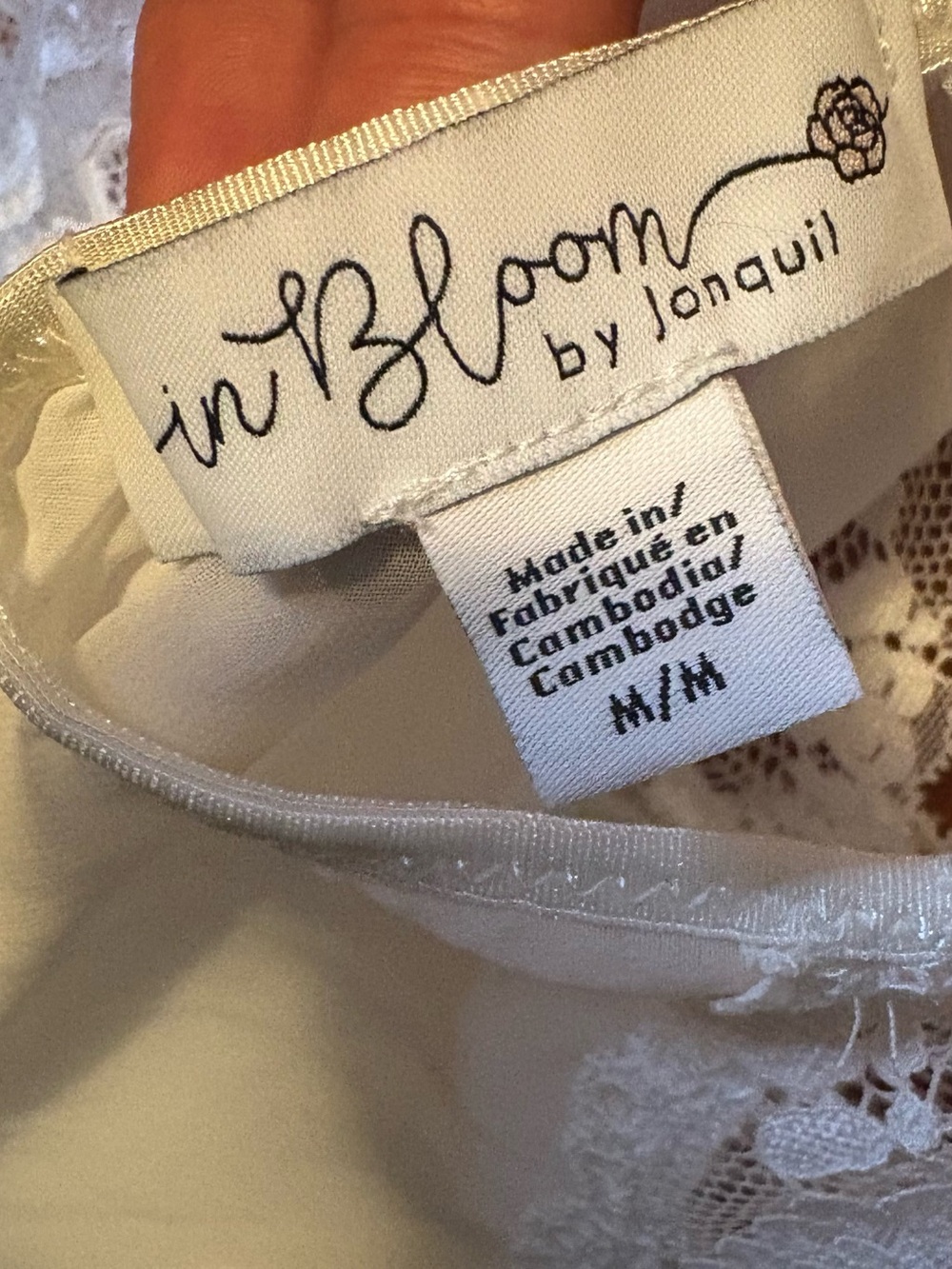 In Bloom by Jonquil White Lace Chiffon Nightgown Size Medium Bridal Romantic - Picture 2 of 10